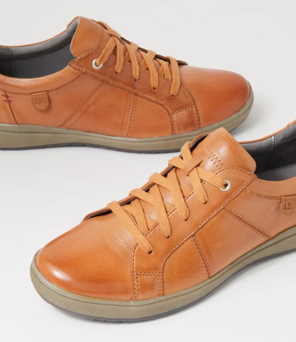 Josef Seidel Baskets Femme Confort Camel - Modèle Caren 42 en Cuir Souple avec Détails Texturés