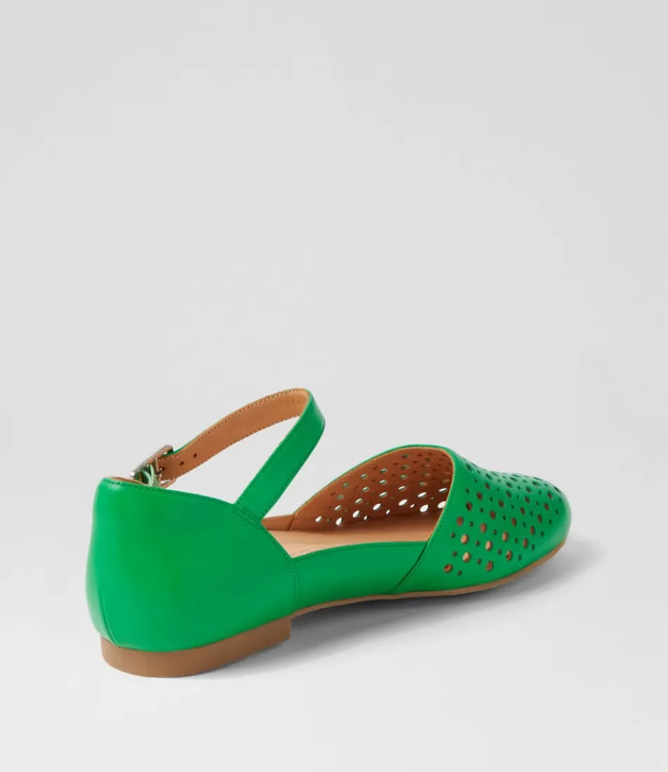 ZIERA Carrole Xf - Ballerines en Cuir Souple Émeraude Étincelant - Confort Optimal au Quotidien - Nouvelle Collection Printemps 2024 - Pour Femme