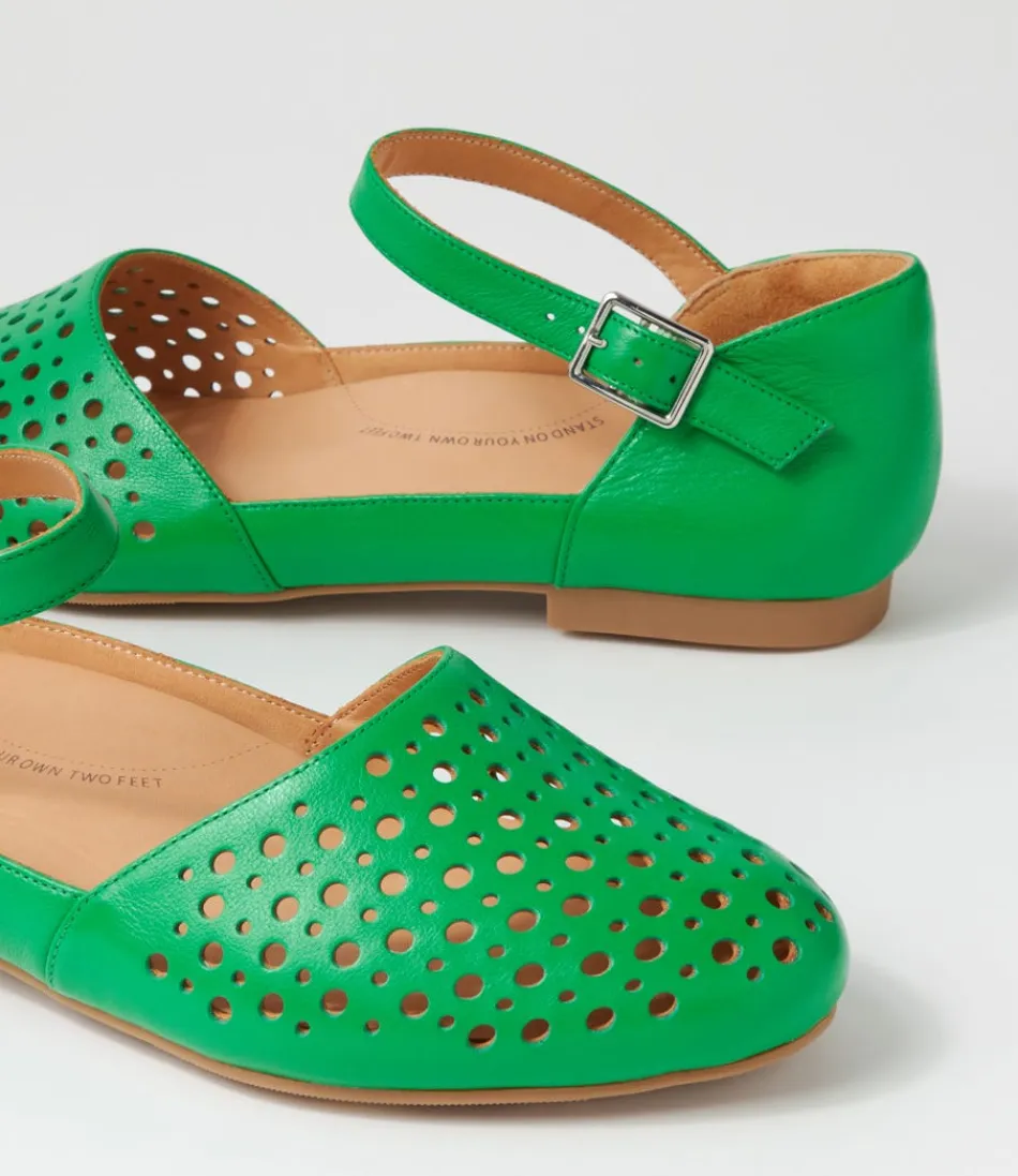 ZIERA Carrole Xf - Ballerines en Cuir Souple Émeraude Étincelant - Confort Optimal au Quotidien - Nouvelle Collection Printemps 2024 - Pour Femme