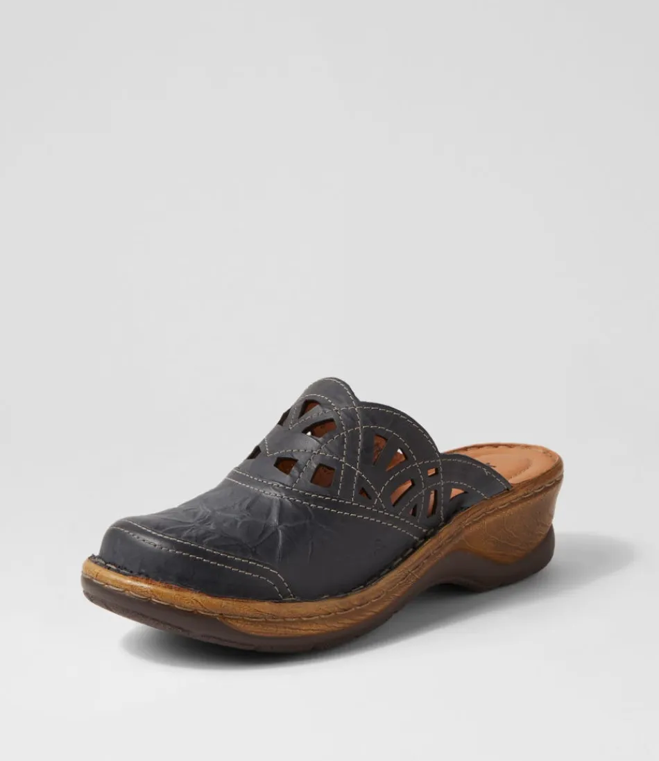 Mules Josef Seibel 'Catalonia 41' en Cuir Souple Bleu Marine - Confort Optimal pour Femme - Chaussures Élégantes et Résistantes
