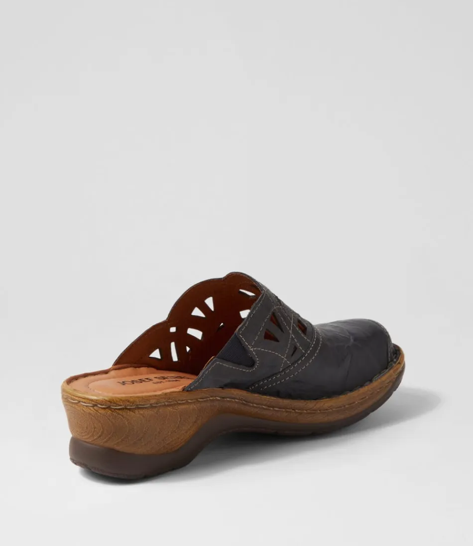 Mules Josef Seibel 'Catalonia 41' en Cuir Souple Bleu Marine - Confort Optimal pour Femme - Chaussures Élégantes et Résistantes