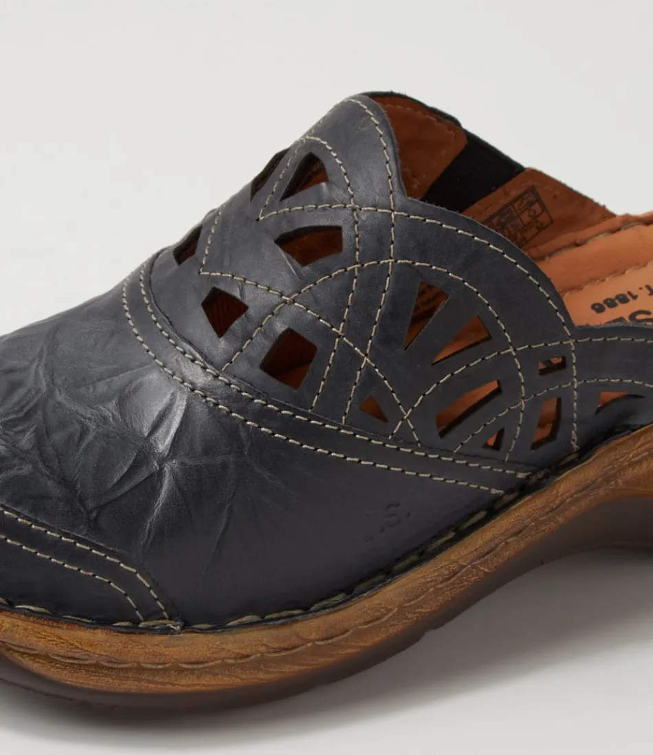 Mules Josef Seibel 'Catalonia 41' en Cuir Souple Bleu Marine - Confort Optimal pour Femme - Chaussures Élégantes et Résistantes