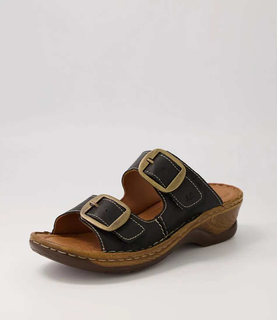 Sandales JOSEF SEIBEL Catalonia 76 pour Femme - Claquettes en Cuir Noir Souple avec Semelle Confortable - Style Décontracté