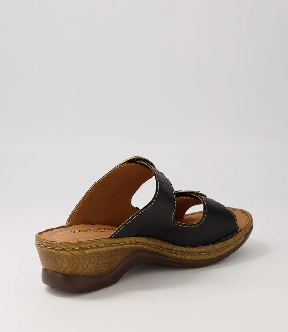 Sandales JOSEF SEIBEL Catalonia 76 pour Femme - Claquettes en Cuir Noir Souple avec Semelle Confortable - Style Décontracté