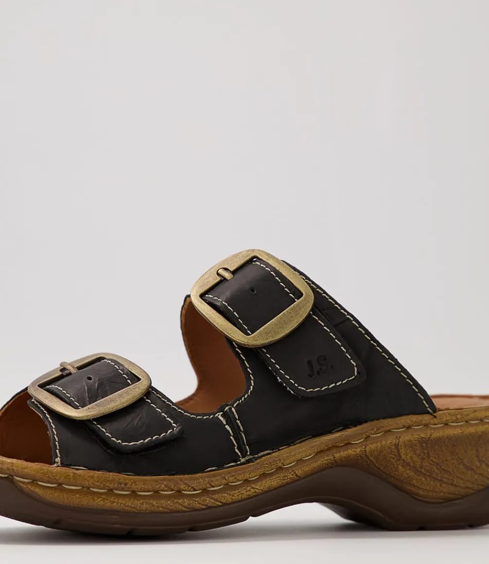 Sandales JOSEF SEIBEL Catalonia 76 pour Femme - Claquettes en Cuir Noir Souple avec Semelle Confortable - Style Décontracté
