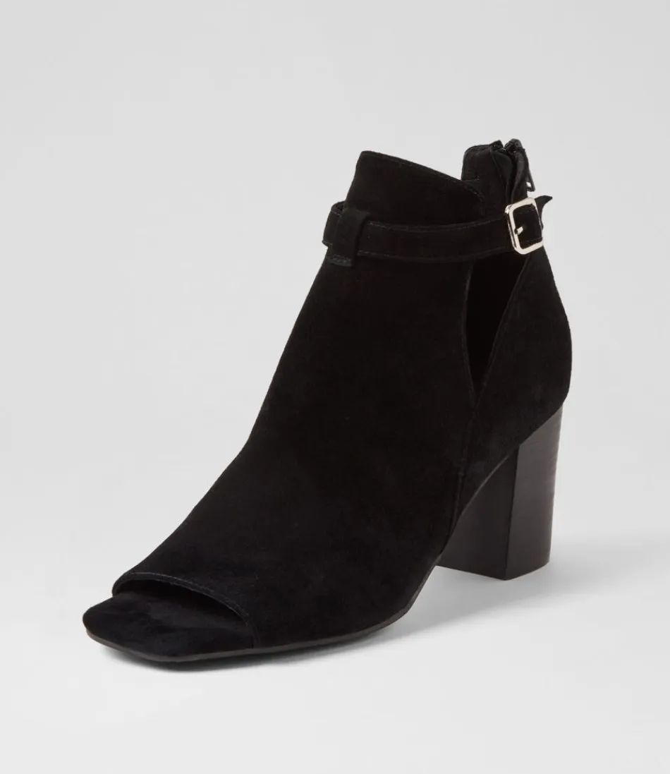 Sandales Cerina en Daim Noir - Talons Hauts Confort & Élégance Féminine