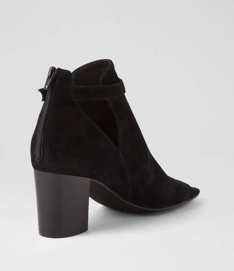 Sandales Cerina en Daim Noir - Talons Hauts Confort & Élégance Féminine