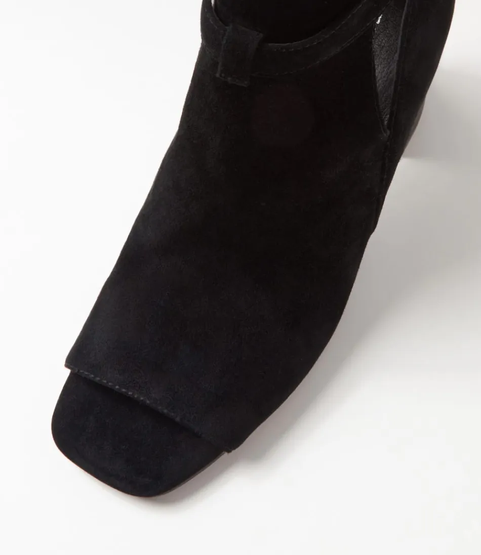 Sandales Cerina en Daim Noir - Talons Hauts Confort & Élégance Féminine