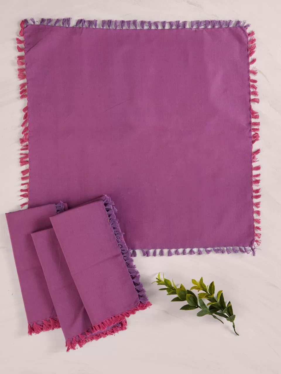 Lot de 4 serviettes en chambray prune – Collection April Cornell Dépôt