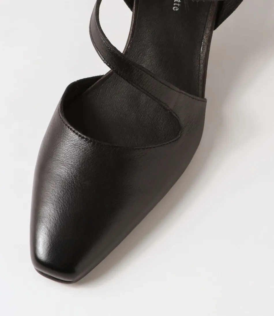 Escarpins Femme DJANGO & JULIETTE - Modèle Charissa en Cuir Noir Élégant, Style Intemporel pour Tenue Raffinée - Confort Assuré avec Semelle Douce