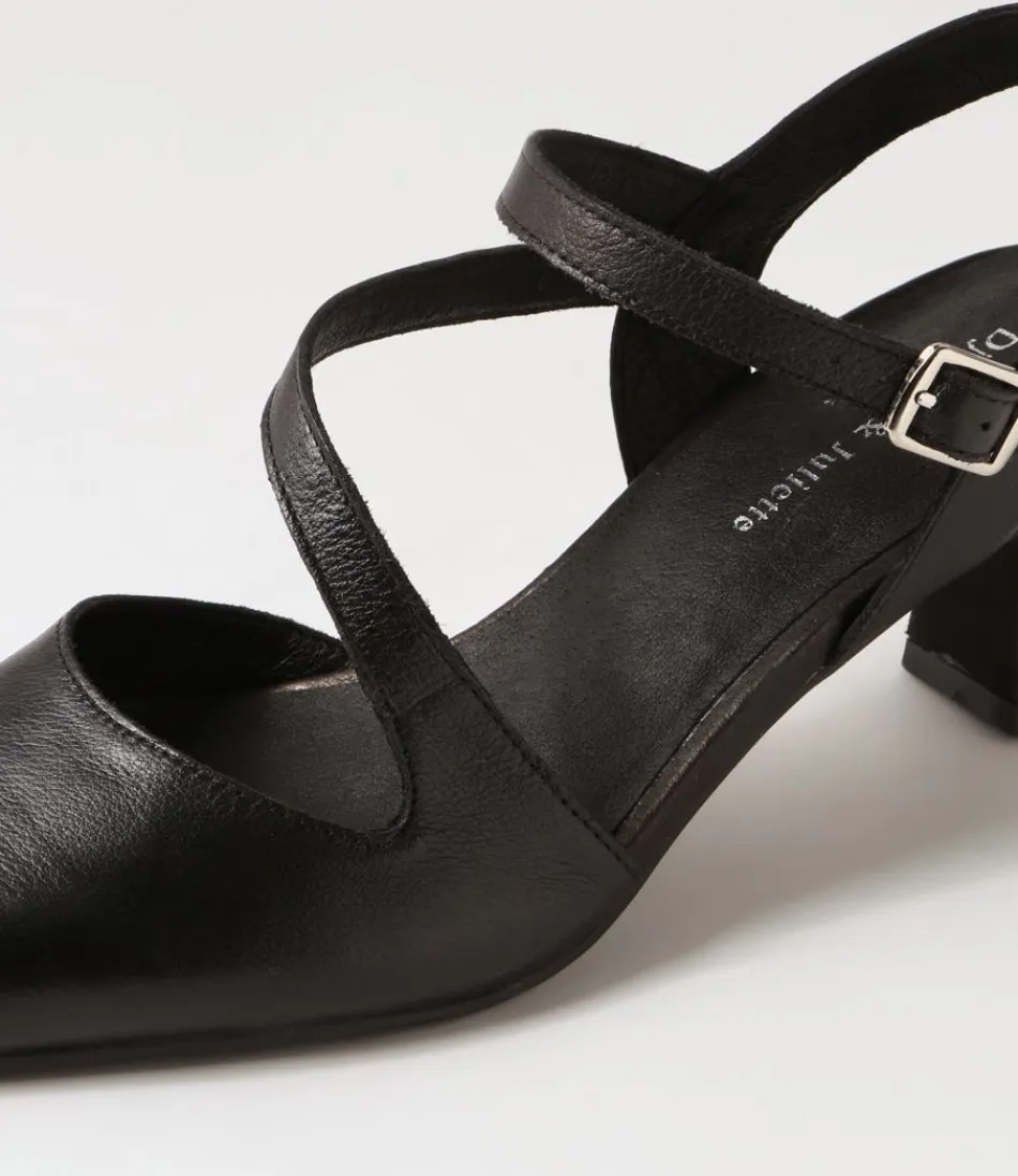 Escarpins Femme DJANGO & JULIETTE - Modèle Charissa en Cuir Noir Élégant, Style Intemporel pour Tenue Raffinée - Confort Assuré avec Semelle Douce