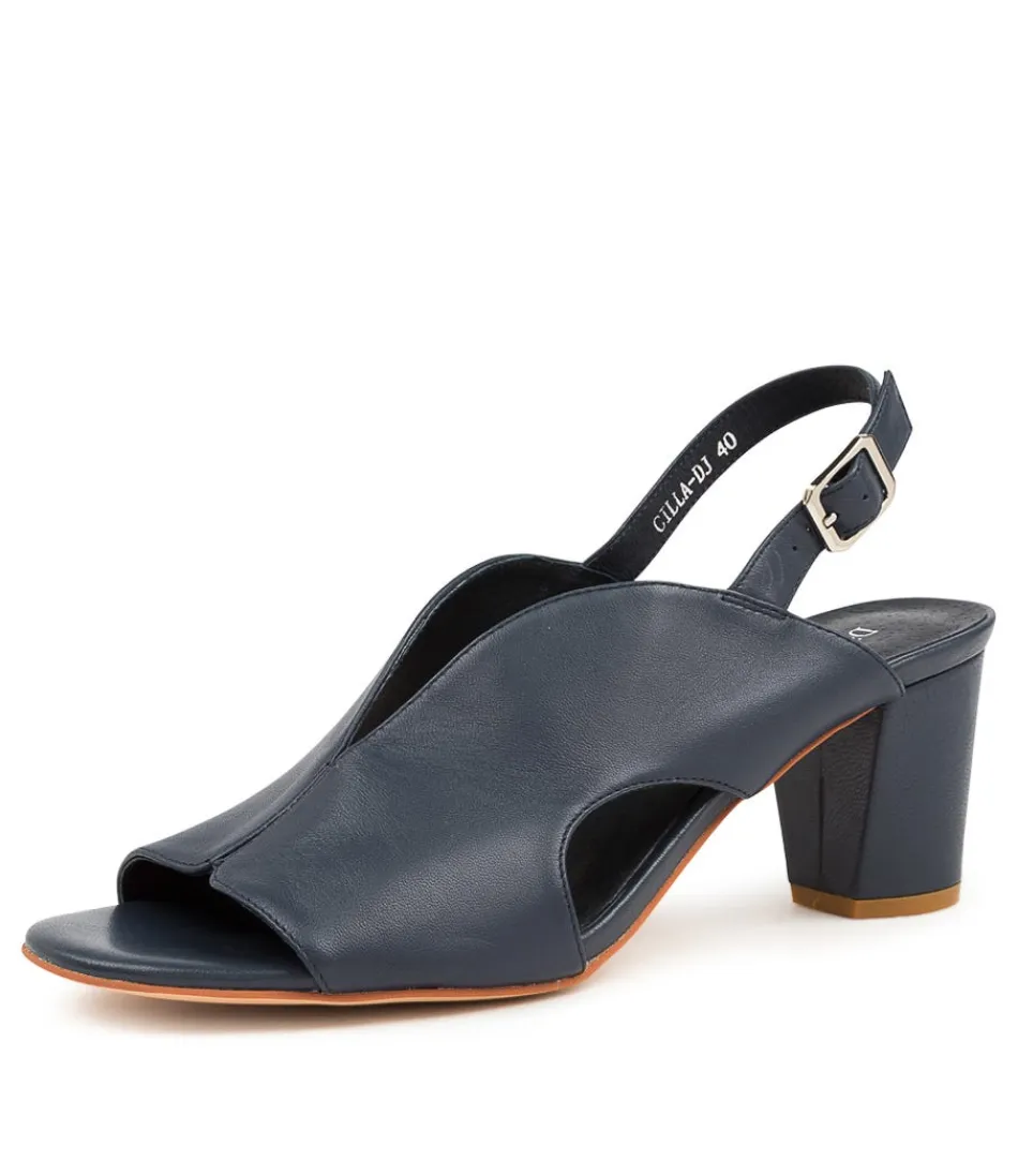 Escarpins Femme Élégants DJANGO et JULIETTE - Modèle Cilla en Cuir Bleu Marine Talons Hauts Chic