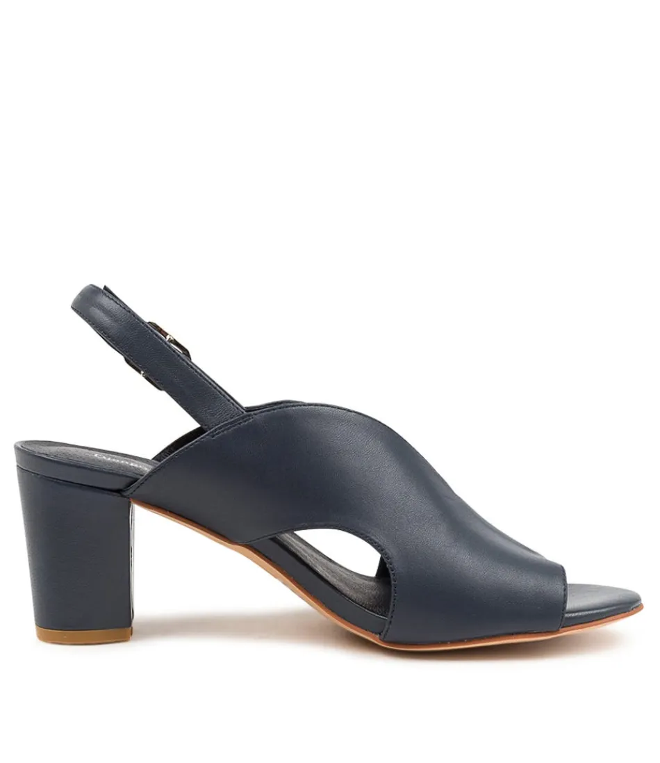 Escarpins Femme Élégants DJANGO et JULIETTE - Modèle Cilla en Cuir Bleu Marine Talons Hauts Chic
