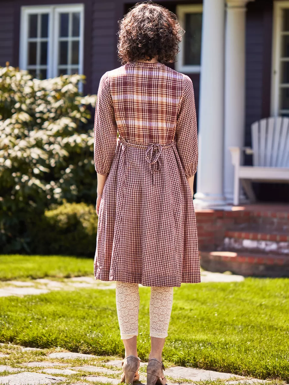 Robe Femme Printanière à Carreaux Cannelle - Collection Élégante April Cornell Printemps-Été 2024