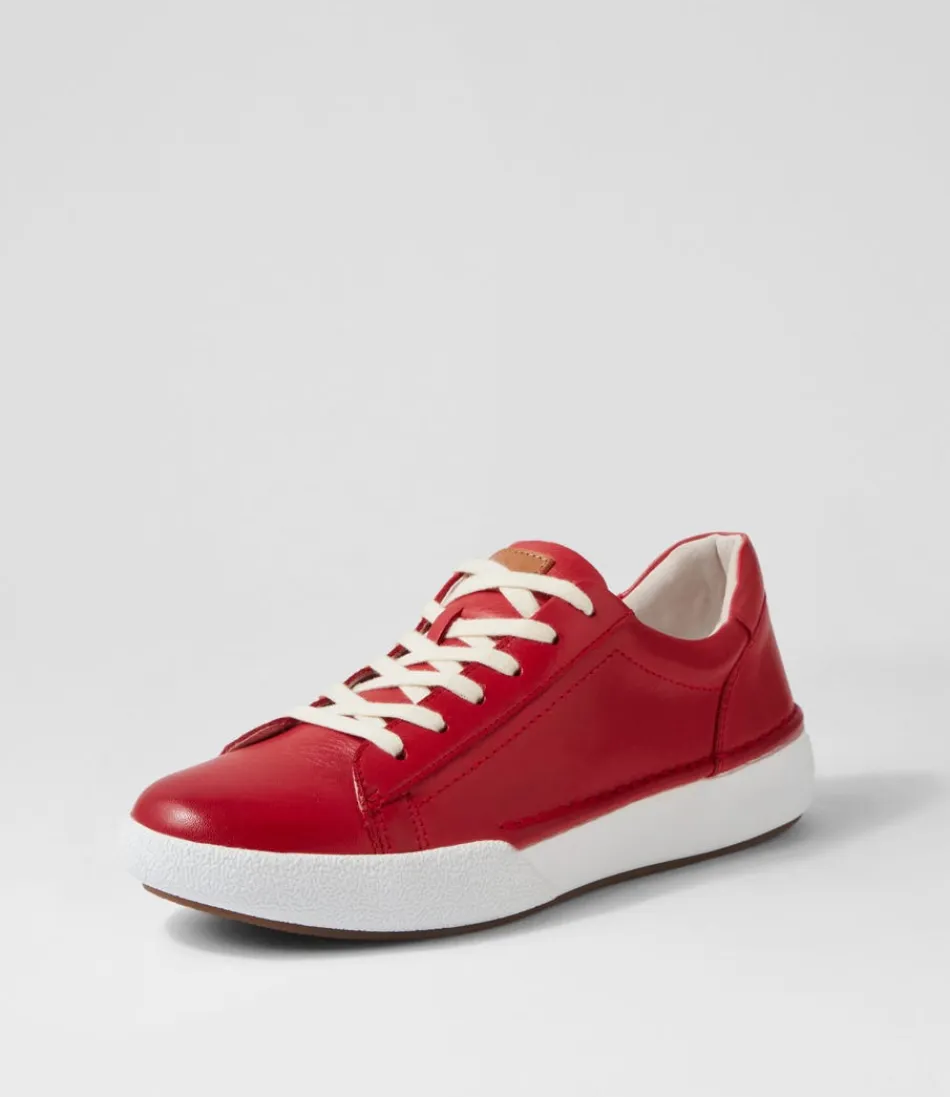 Baskets Femme Josef Seibel Claire 01 - Confort Cuir Rouge - Chaussures Décontractées Élégantes