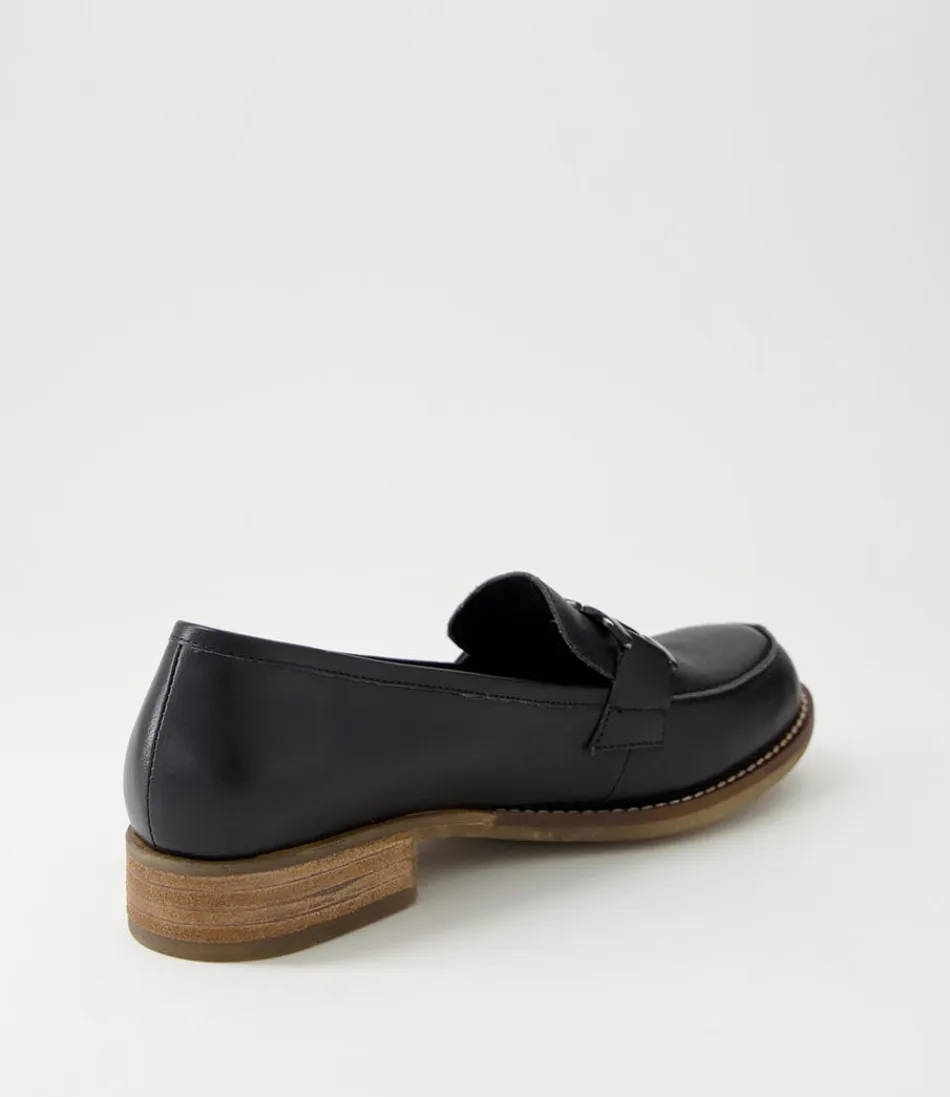 Mocassins Femme DJANGO & JULIETTE - Modèle Corina en Cuir Noir Élégant | Chaussures d'intérieur et extérieur Légeres et Confortables