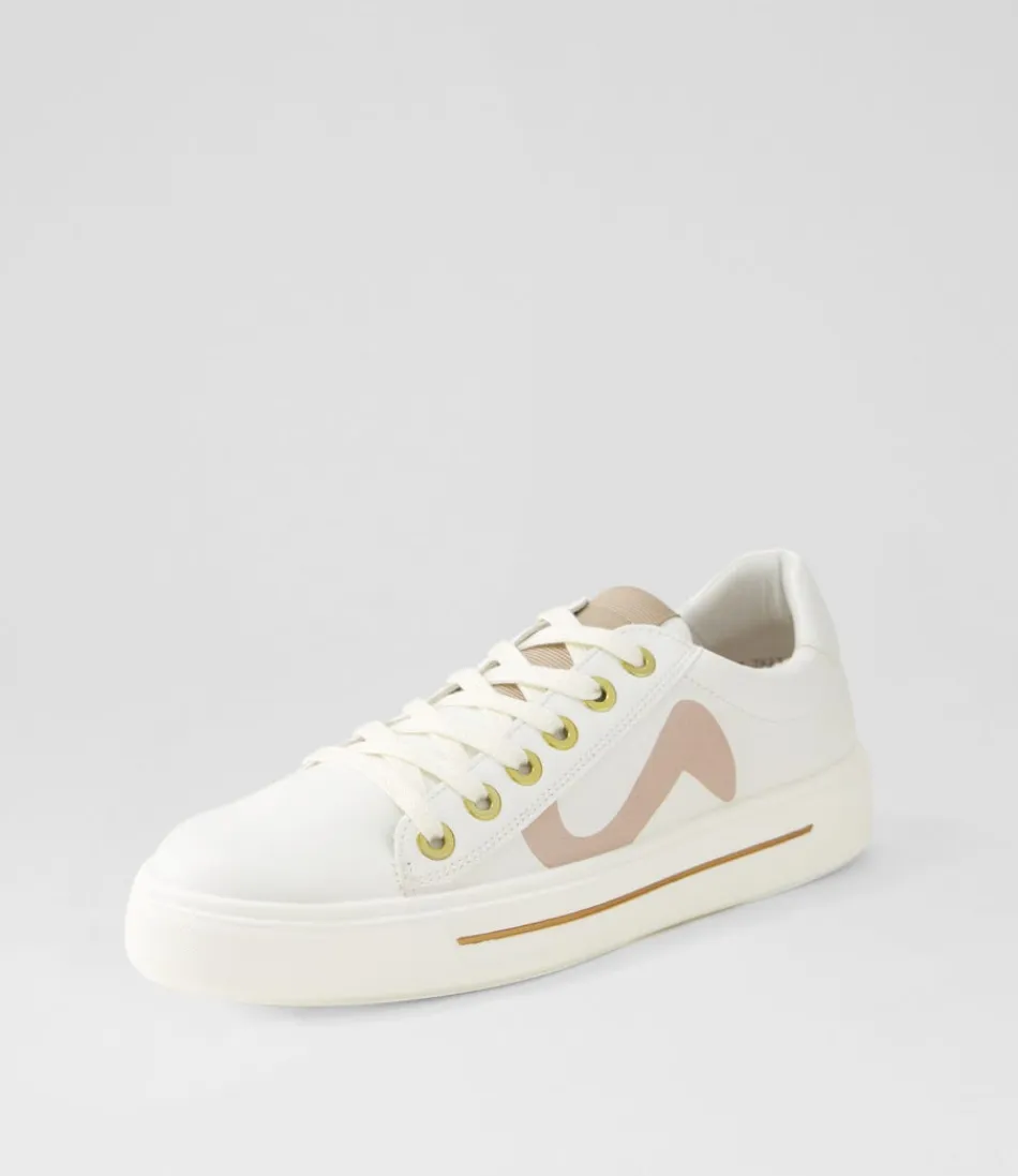 Baskets Femme ARA Confort Optimal - Style Courtyard 402 en Cuir Souple Sable Blanc, Élégance Urbaine au Naturel