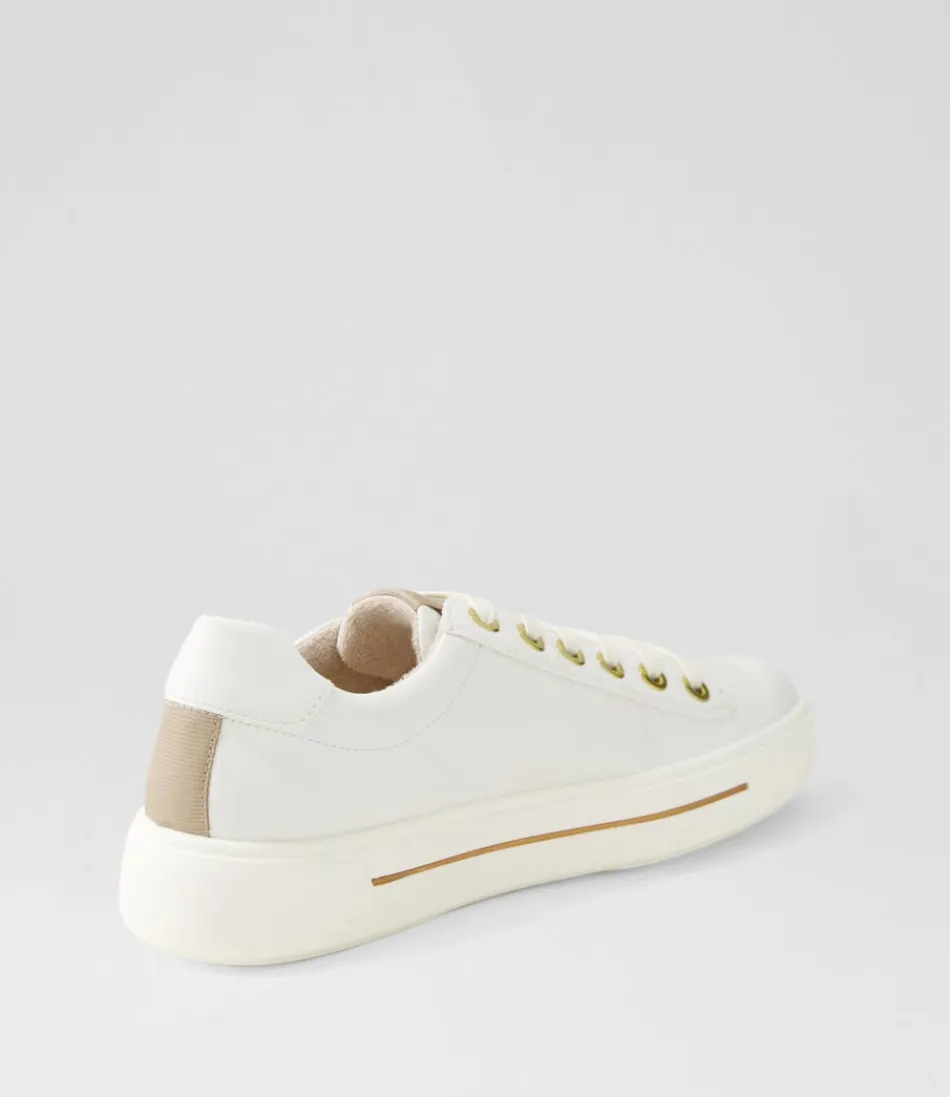 Baskets Femme ARA Confort Optimal - Style Courtyard 402 en Cuir Souple Sable Blanc, Élégance Urbaine au Naturel