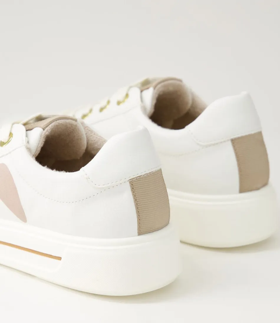 Baskets Femme ARA Confort Optimal - Style Courtyard 402 en Cuir Souple Sable Blanc, Élégance Urbaine au Naturel