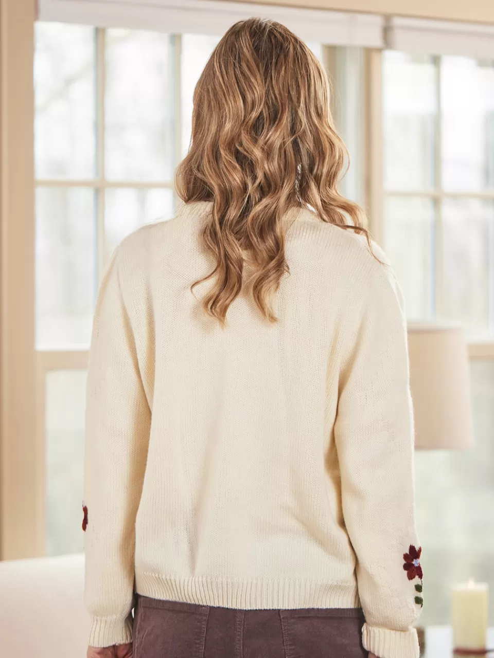 Avril Cornell - Gilet Long Printanier en Laine Coton | Détails Brodés Champêtres & Élégance Bohème