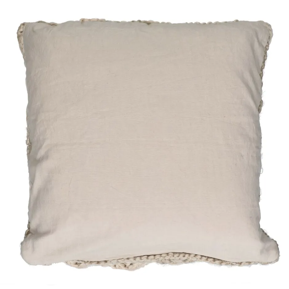 Coussin décoratif en coton écru - Collection Croisette Pomax - Taille carrée 45x45 cm - Tissu naturel intemporel