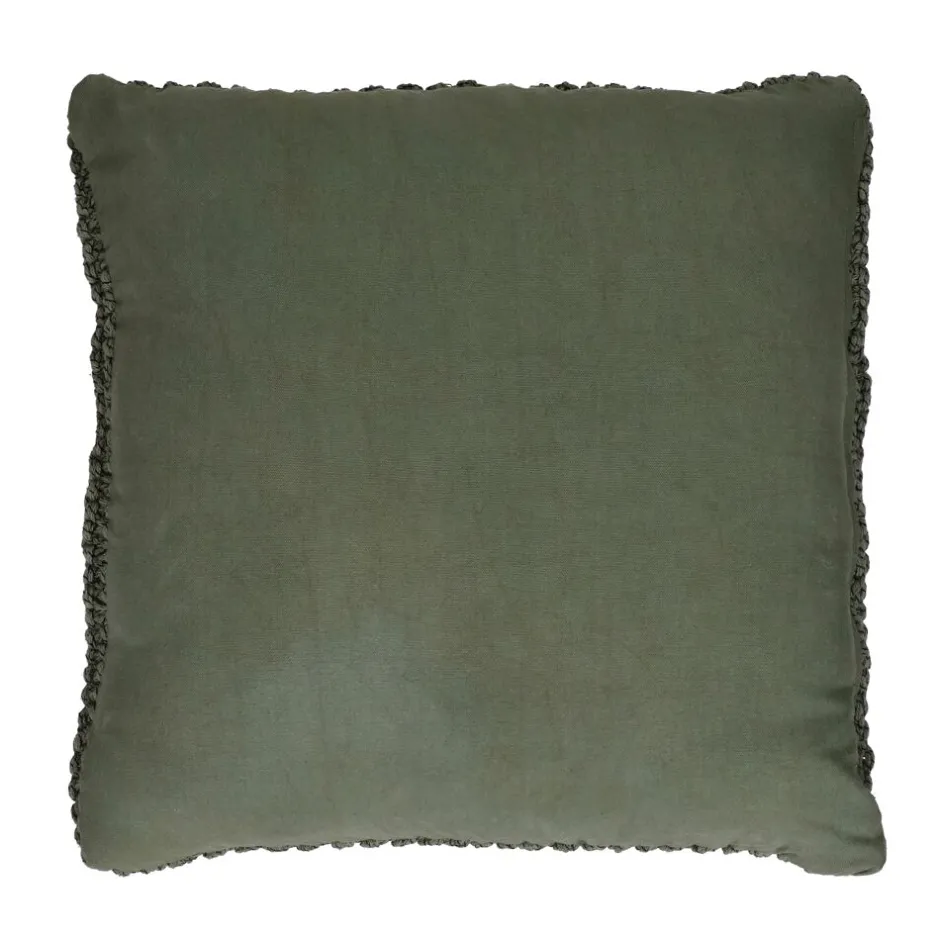 Coussins d'assise Pomax CROISETTE - Tissu coton respirant - Format carré 45x45 cm - Déco tendance avec tonalité kaki sobre - Idéal pour salon ou véranda