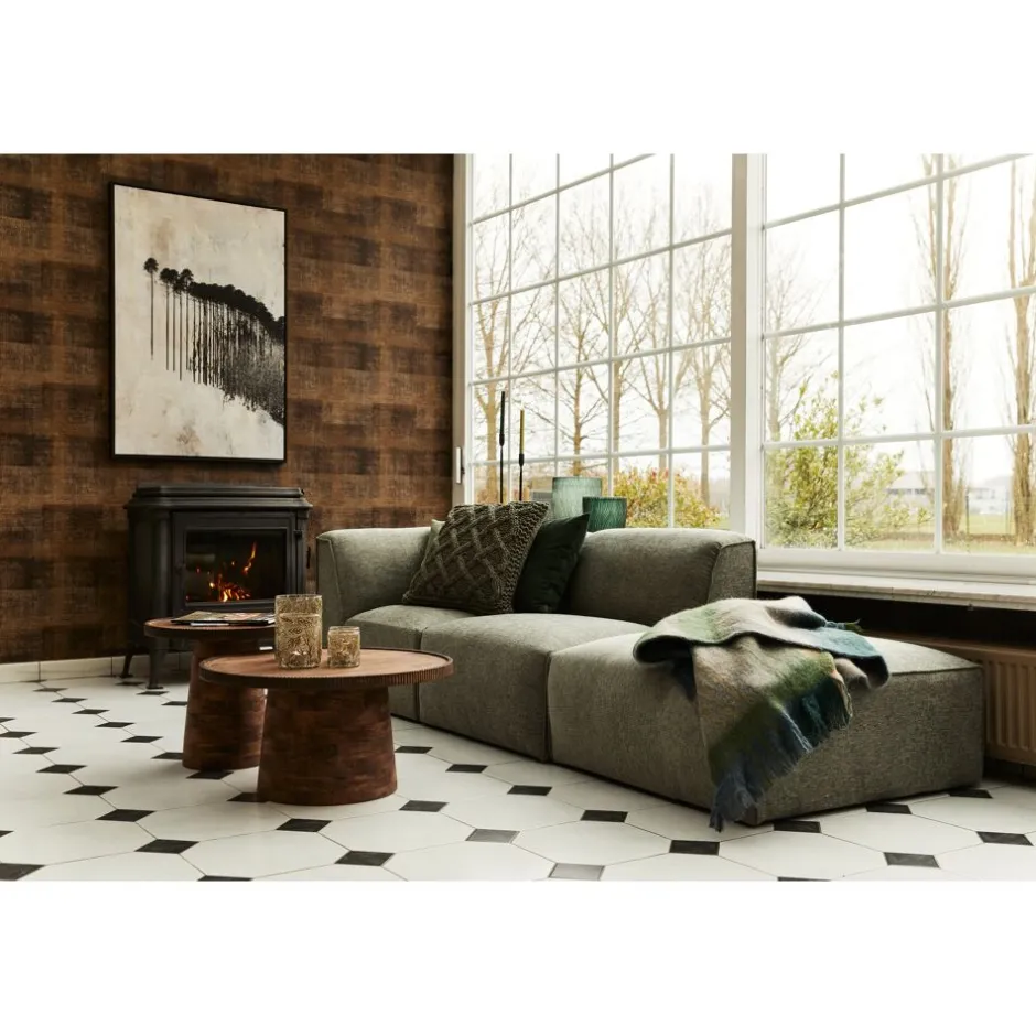 Coussins d'assise Pomax CROISETTE - Tissu coton respirant - Format carré 45x45 cm - Déco tendance avec tonalité kaki sobre - Idéal pour salon ou véranda