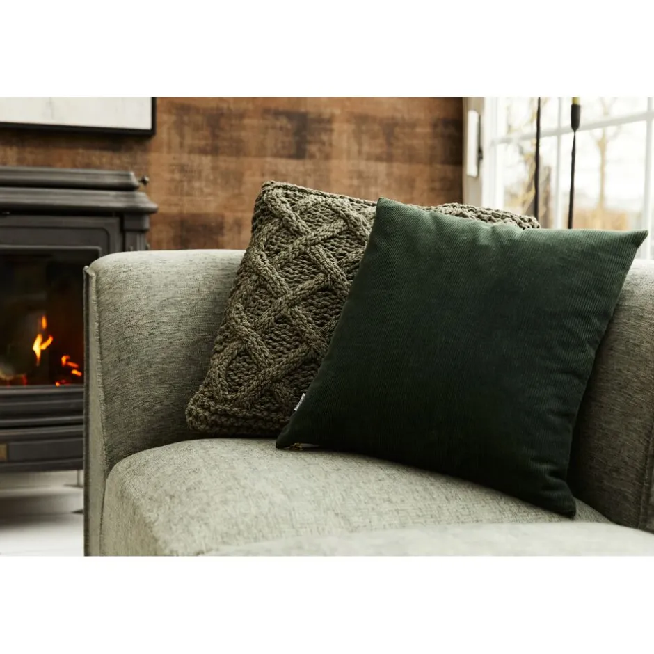 Coussins d'assise Pomax CROISETTE - Tissu coton respirant - Format carré 45x45 cm - Déco tendance avec tonalité kaki sobre - Idéal pour salon ou véranda