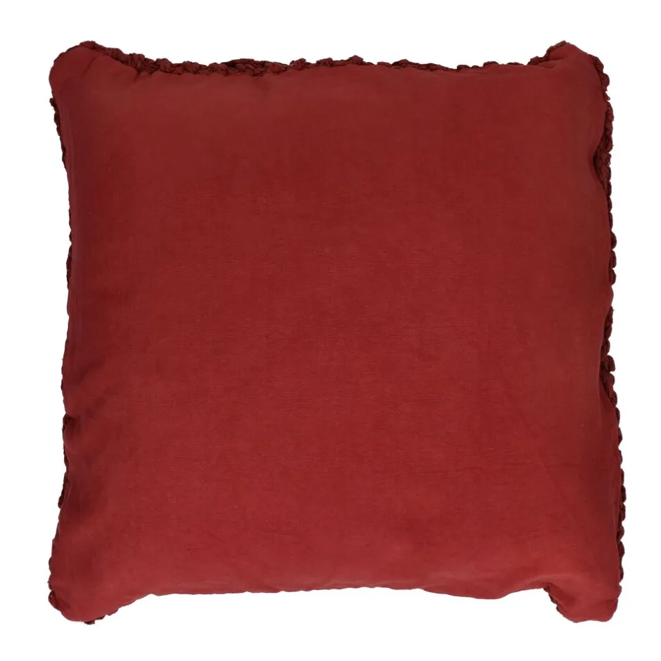 Coussin décoratif en coton teinte rouille - Dimensions 45x45 cm - Collection Croisette par Pomax