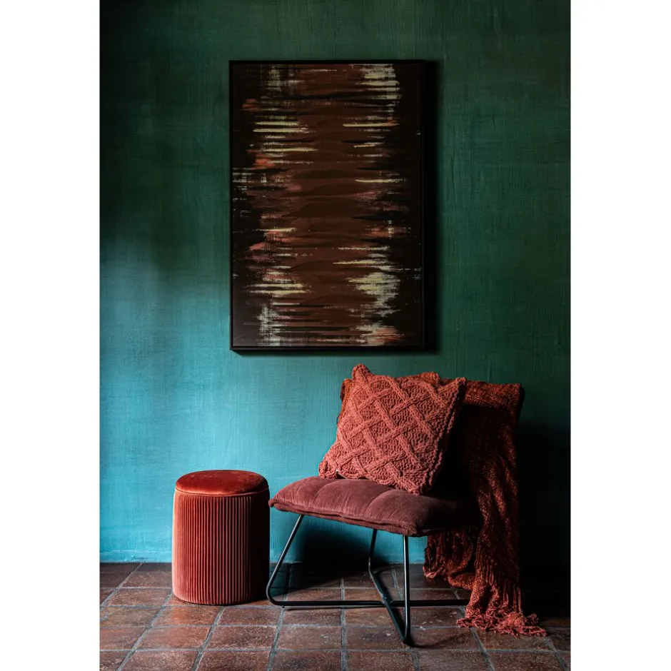 Coussin décoratif en coton teinte rouille - Dimensions 45x45 cm - Collection Croisette par Pomax