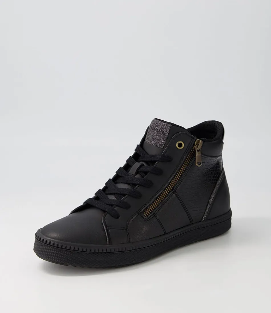 Chaussures GEOX Blomiee B en cuir noir - Confort urbain pour femme au quotidien