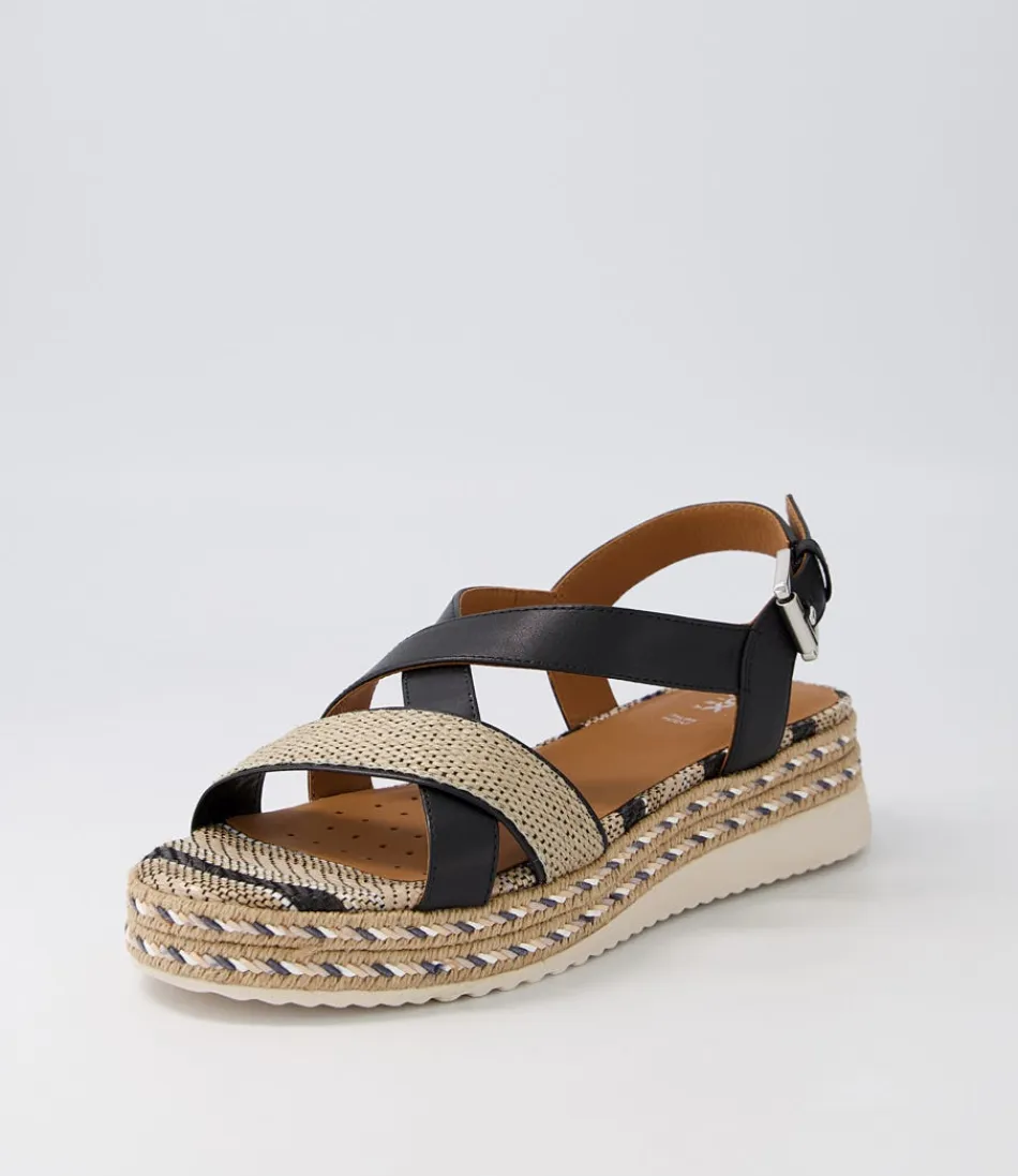 Sandales GEOX Éolie pour Femme - Confort Optimal en Cuir Noir Élégant