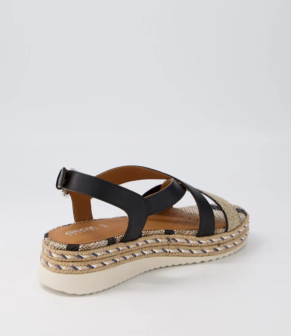 Sandales GEOX Éolie pour Femme - Confort Optimal en Cuir Noir Élégant