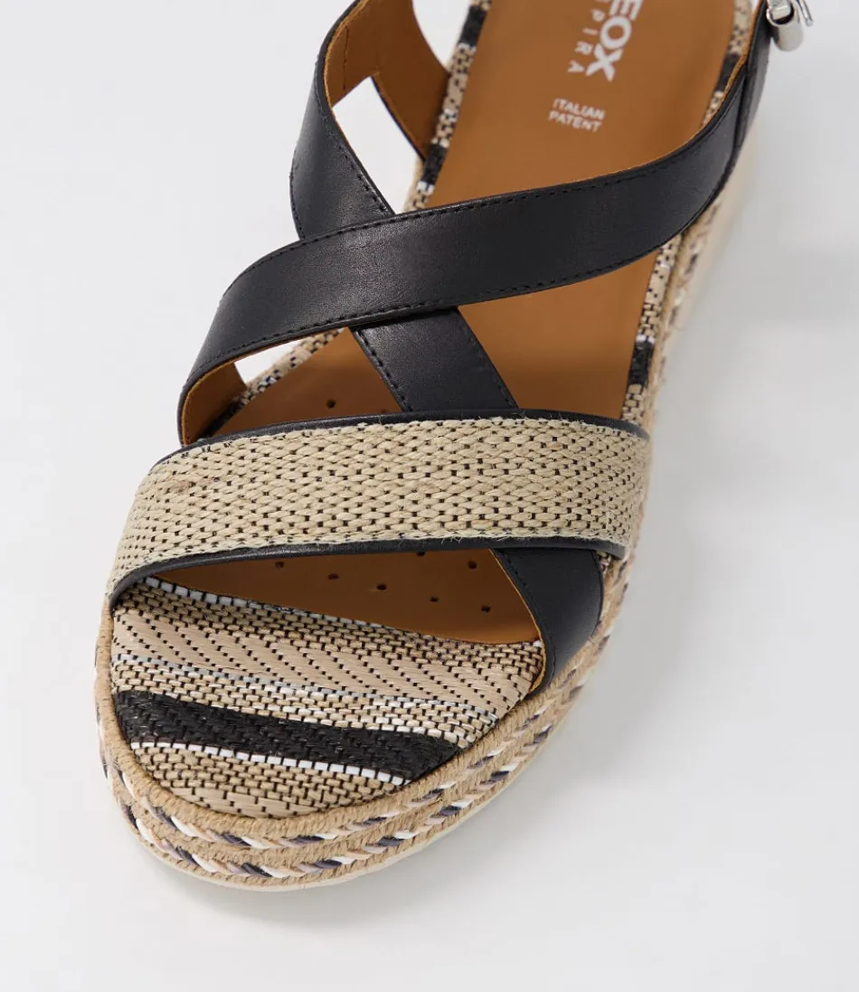 Sandales GEOX Éolie pour Femme - Confort Optimal en Cuir Noir Élégant