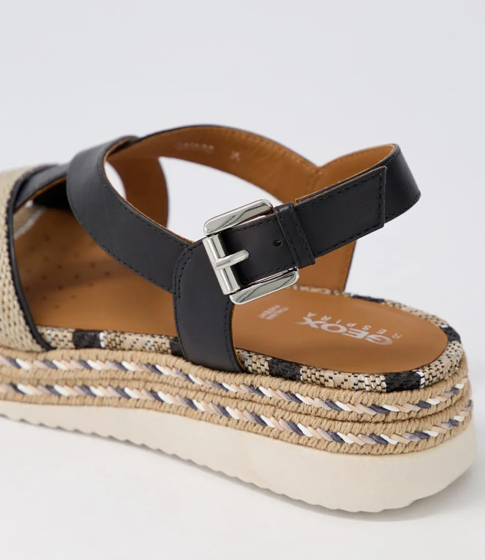 Sandales GEOX Éolie pour Femme - Confort Optimal en Cuir Noir Élégant