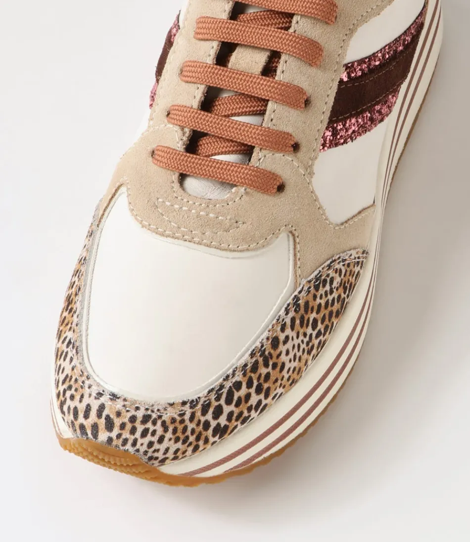 Chaussures GEOX pour femme modèle Kency - Cuir souple et daim en tonalités taupe clair et blanc cassé, confort optimal toute la journée. Style décontracté avec semelle respirante, alliance parfaite entre élégance urbaine et respirabilité.