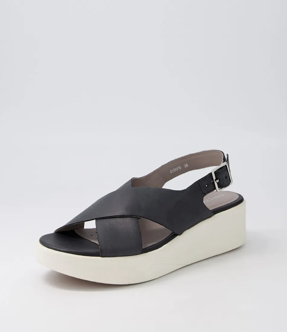 Sandales GEOX Laudara D en cuir noir - Confort féminin et élégance urbaine