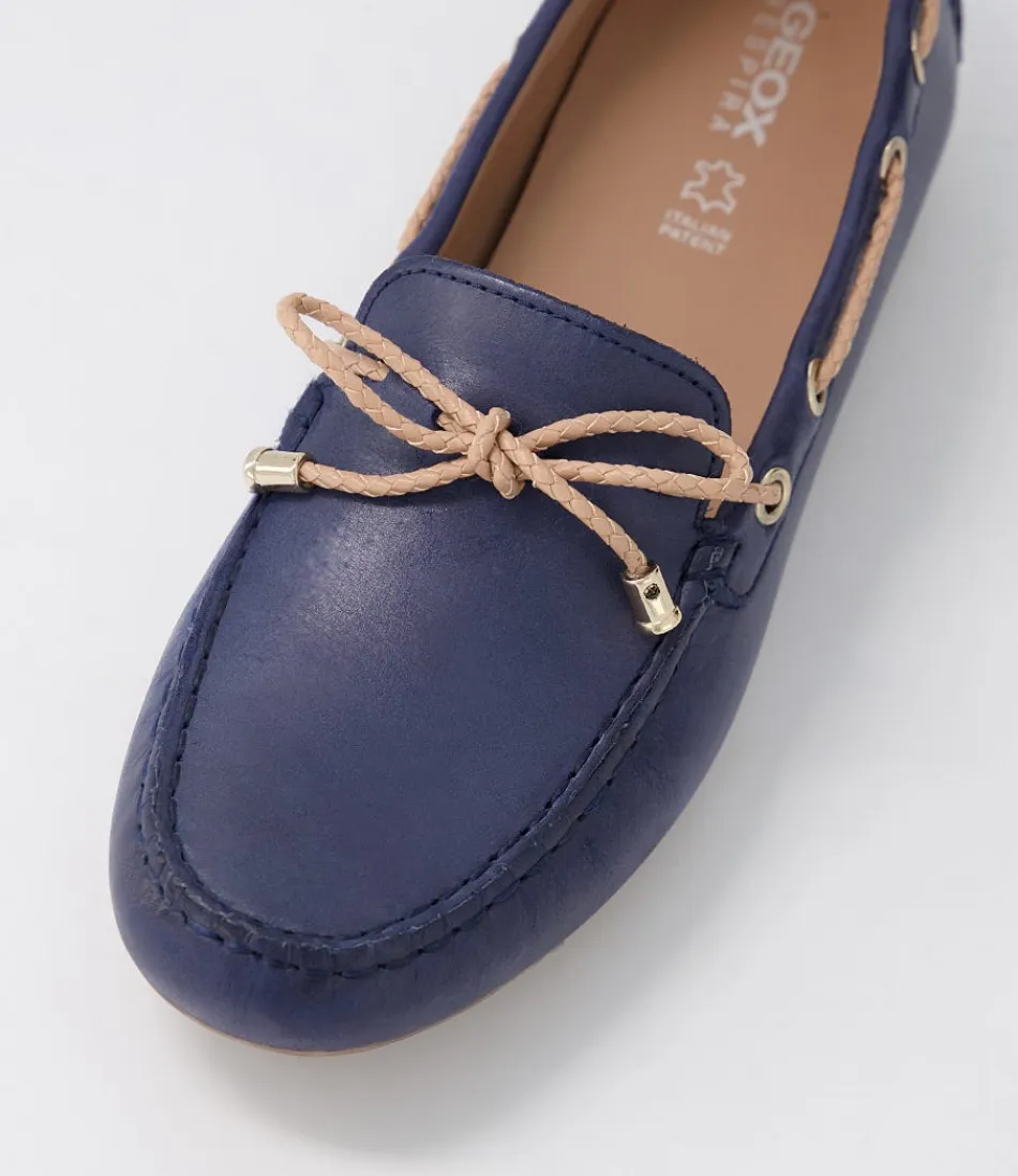 Escarpins plats GEOX en cuir souple - Nuances sable bleu pour un confort quotidien