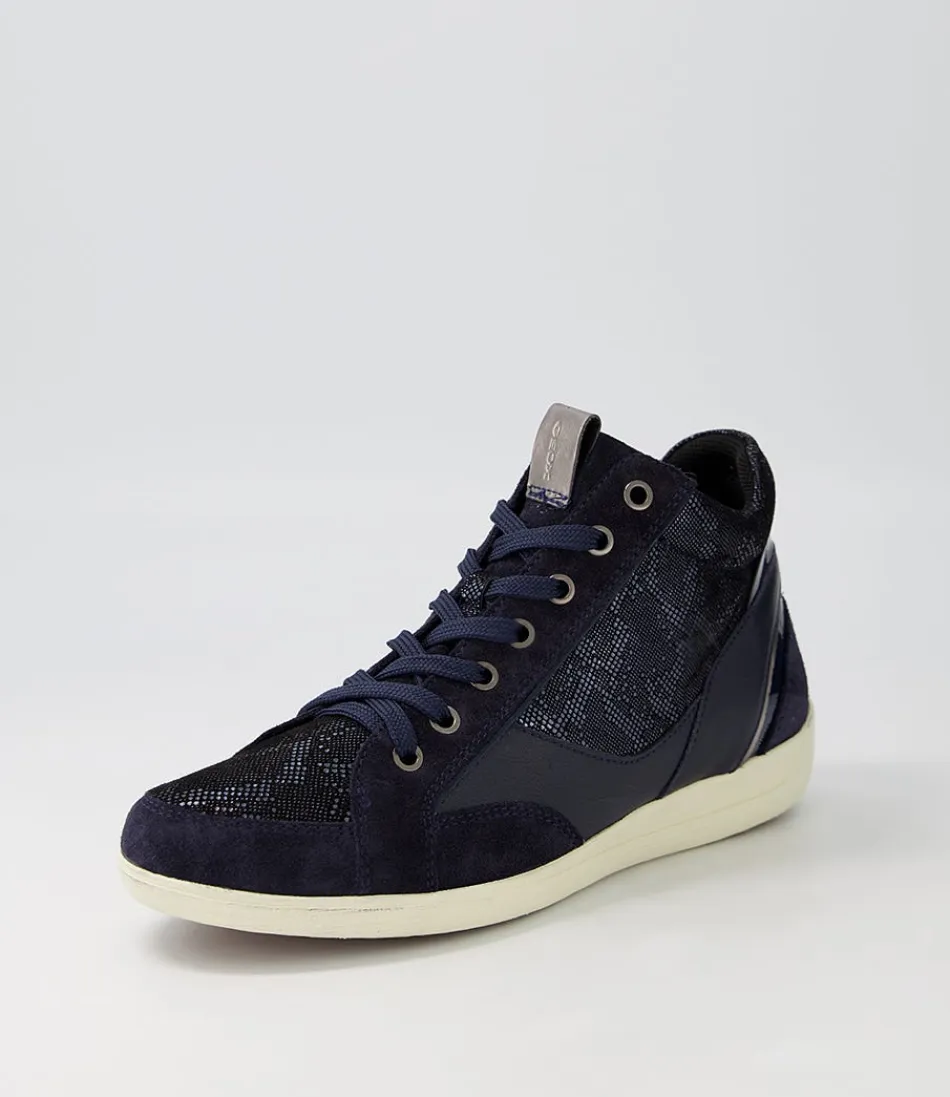 Baskets Confort GEOX Myria A pour Femme - Cuir Velours Bleu Marine, Style Urbain & Marche Agile
