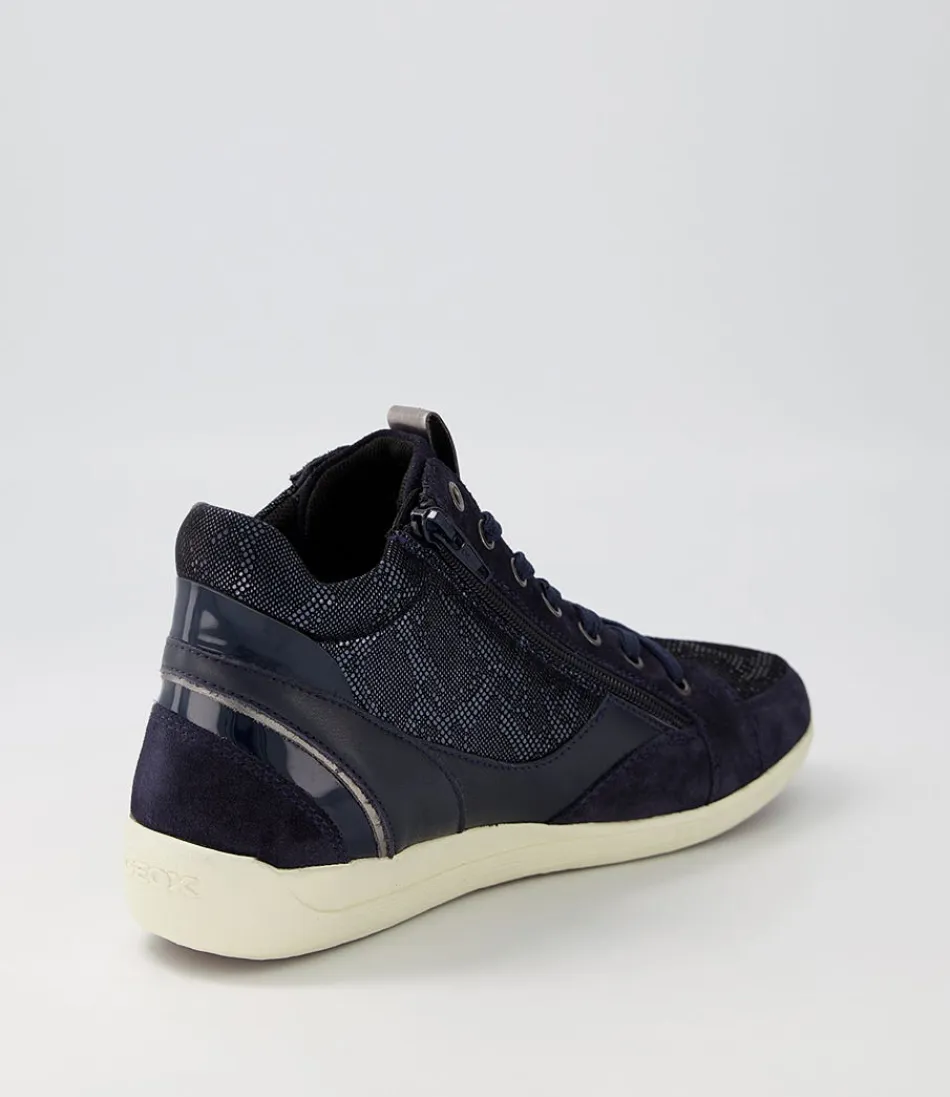 Baskets Confort GEOX Myria A pour Femme - Cuir Velours Bleu Marine, Style Urbain & Marche Agile