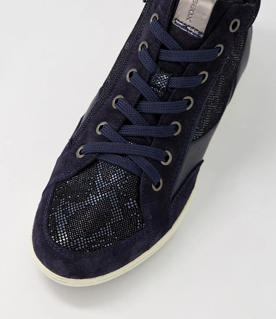 Baskets Confort GEOX Myria A pour Femme - Cuir Velours Bleu Marine, Style Urbain & Marche Agile