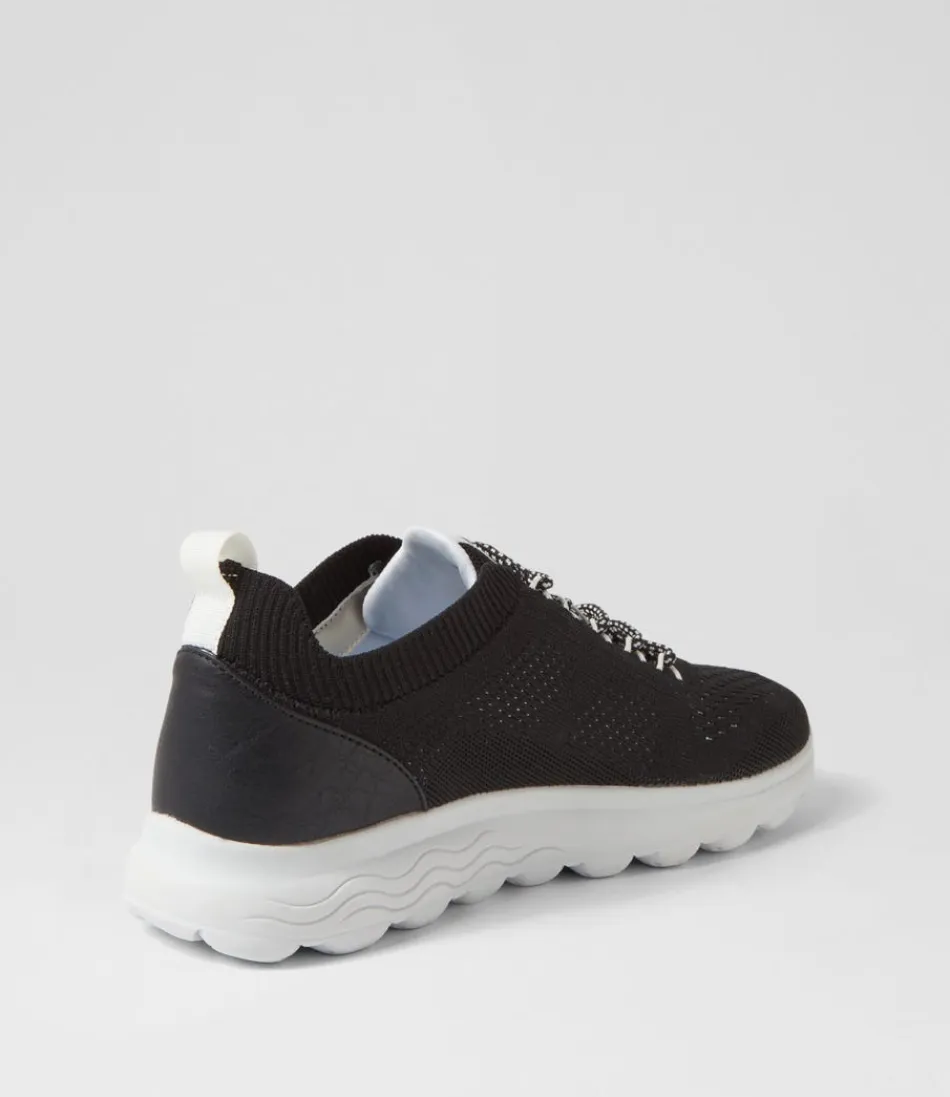Baskets GEOX Confort Femme - Modèle Spherica D, Tissu Respirant Noir & Blanc, Design Ergonomique pour Marche Naturelle