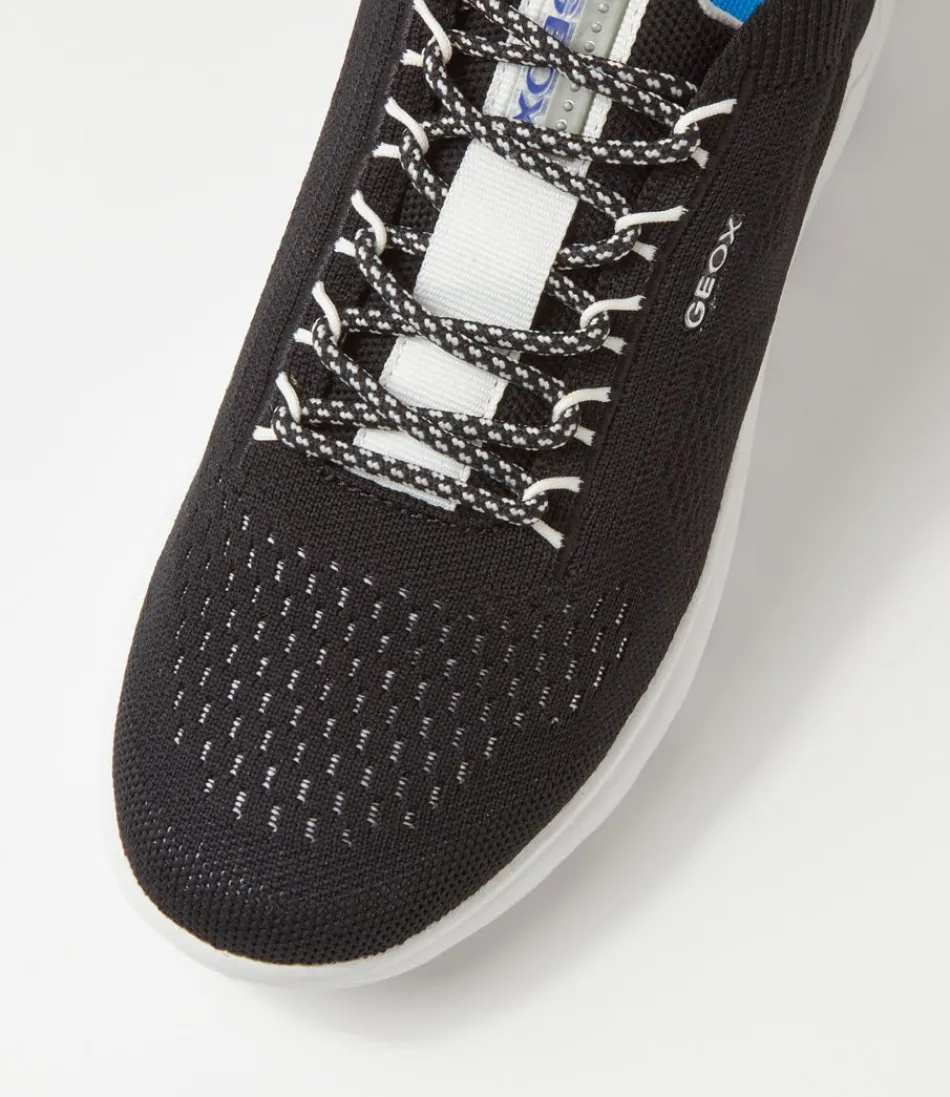 Baskets GEOX Confort Femme - Modèle Spherica D, Tissu Respirant Noir & Blanc, Design Ergonomique pour Marche Naturelle