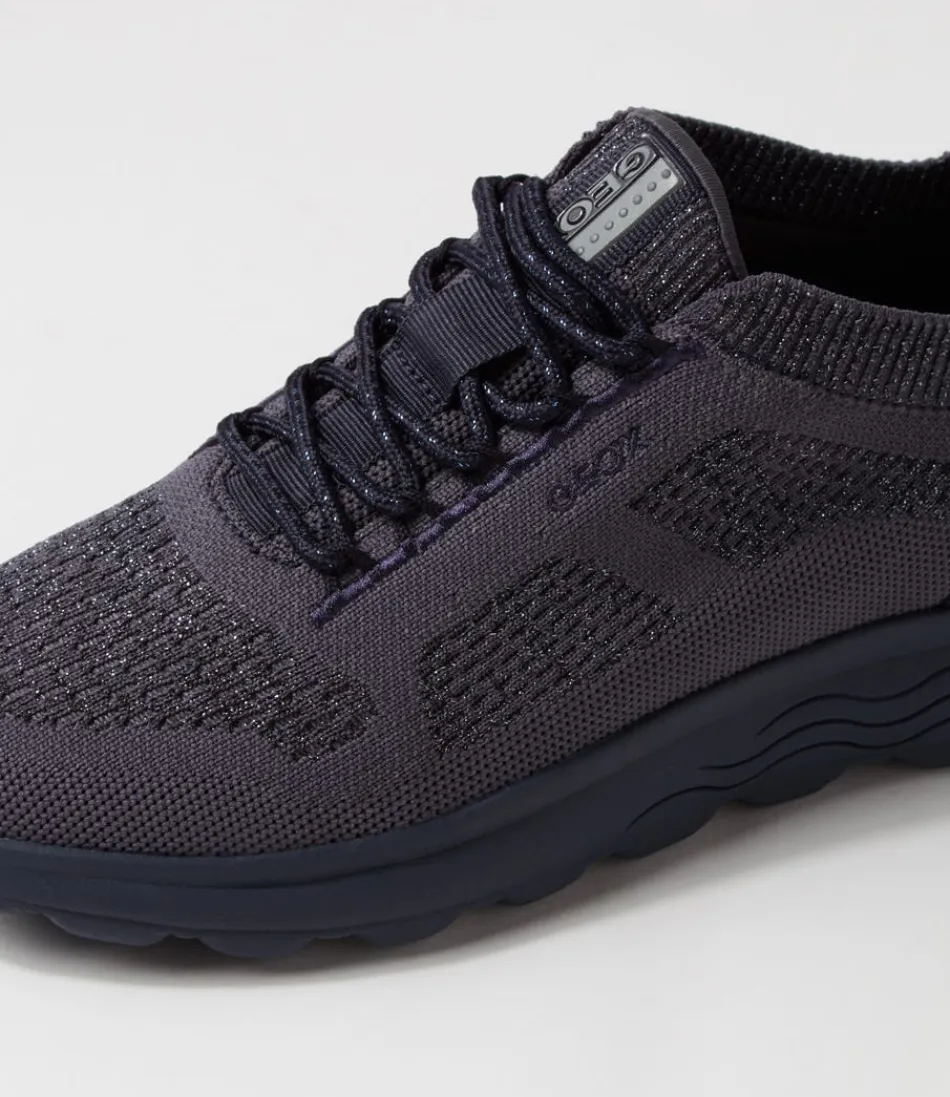Baskets GEOX Confort D-Spherica pour Femme - Tissu Jean Fonçé et Maille Respirante - Nouvelle Collection 2024