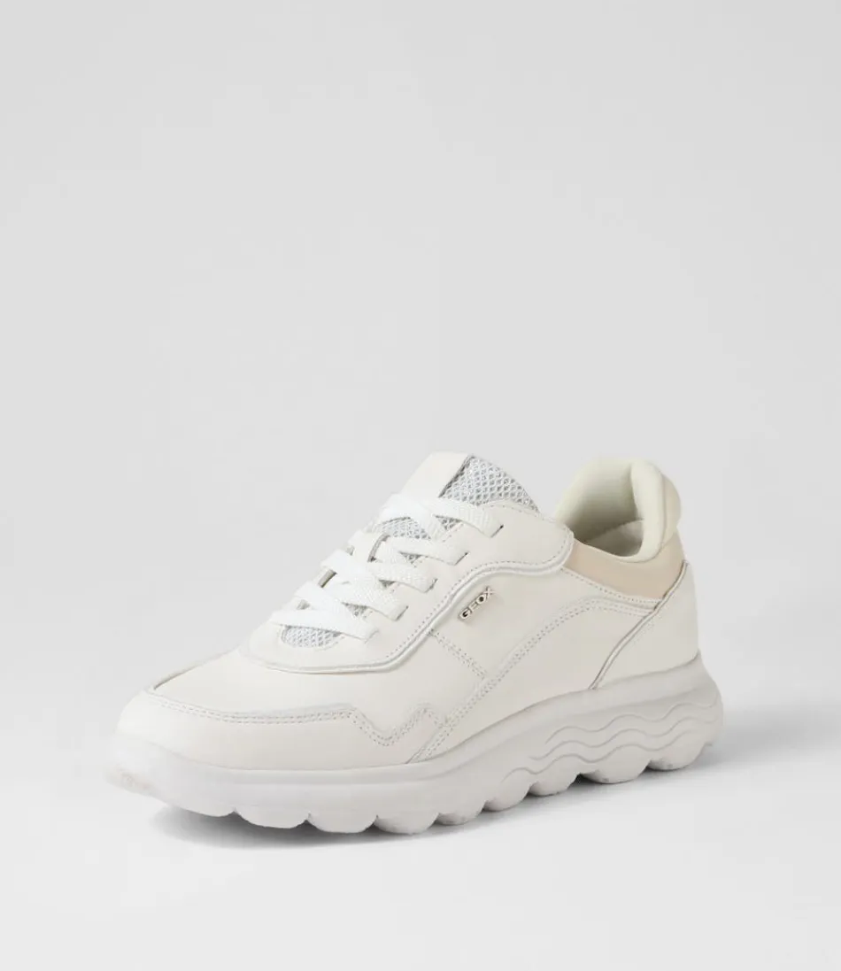 GEOX Pour Femme - Baskats D-Spherica Confort Cuir Blanc - Style Urbain Décontracté