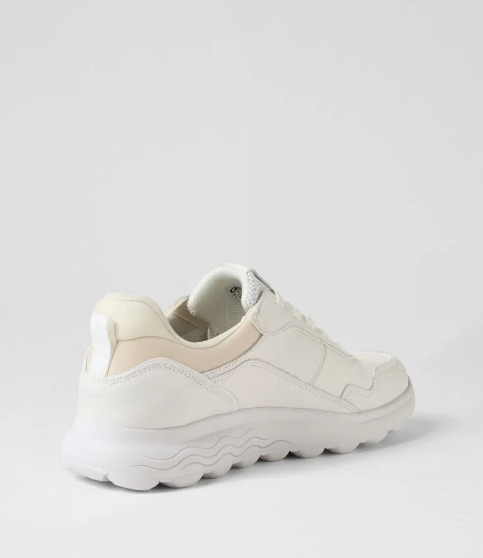 GEOX Pour Femme - Baskats D-Spherica Confort Cuir Blanc - Style Urbain Décontracté
