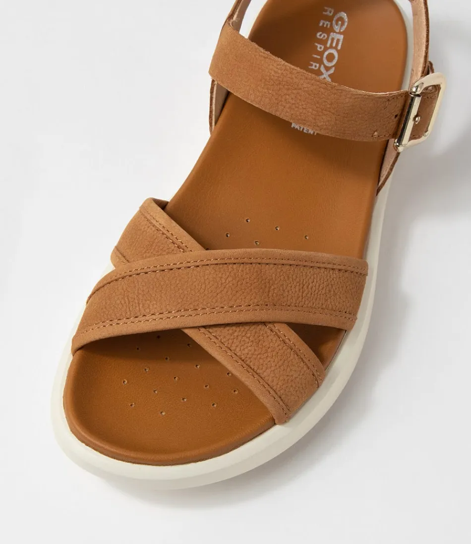 Sandales GEOX Femme Xand 2S - Nubuck Cognac Confort Respirant pour Marche Urbaine