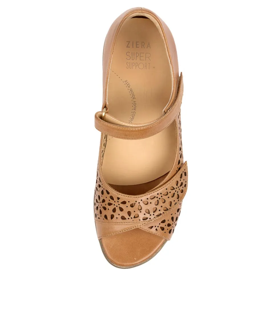 Escarpins compensés ZIERA pour femme - Nuances de daffodil en cuir beige sable  
Confort féminin élégant avec semelle ergonomique  
Style printanier intemporel