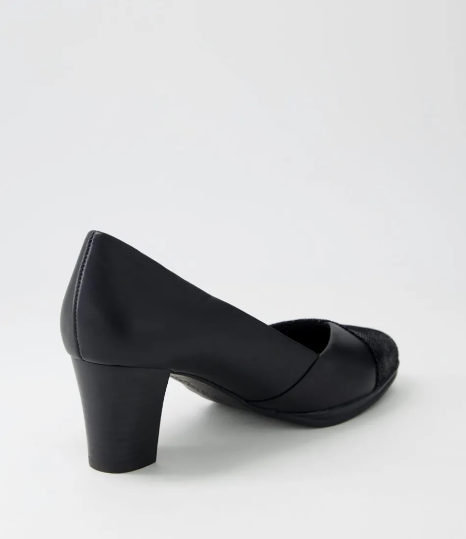 Escarpins Femme Modèle Denzil2 - Élégance Urbaine en Daim Texturé Écailles Noires, Confort Ultra-Doux à Talons