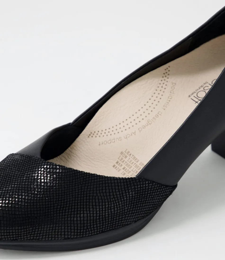Escarpins Femme Modèle Denzil2 - Élégance Urbaine en Daim Texturé Écailles Noires, Confort Ultra-Doux à Talons